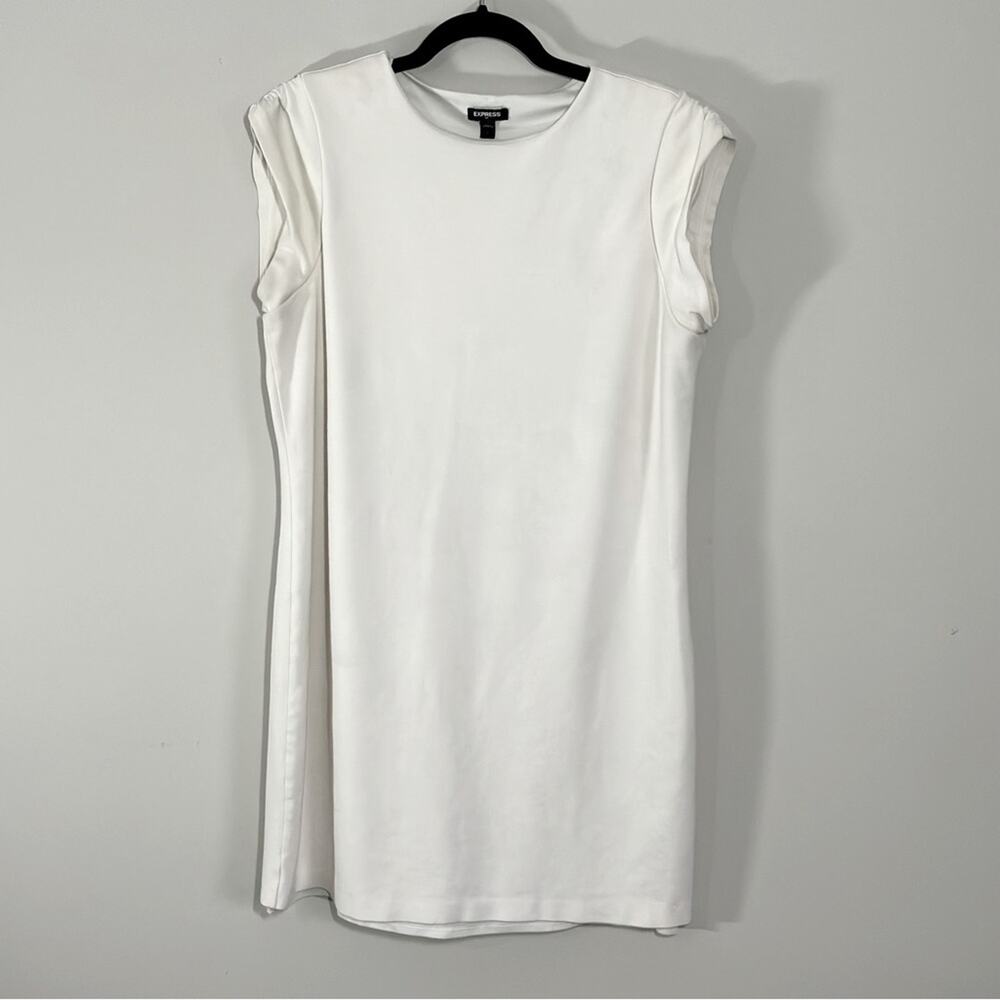 Women’s Express Off-White Elegant Sheath Shift Dress, Thick Lined, Size L